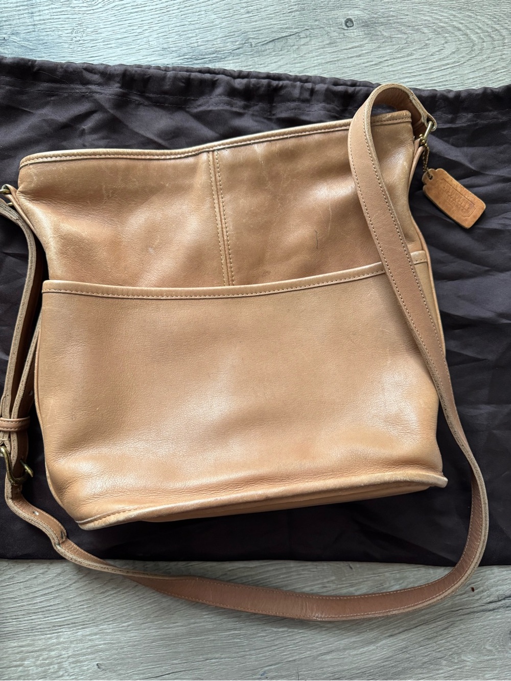 Vintage Coach 1990s Taupe Bucket Bag